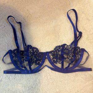 Elegant Blue Lace Bra